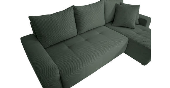 ECKSOFA inkl. Funktion Waldgrün Cord - Waldgrün/Schwarz, Design, Kunststoff/Textil (248/146cm) - Xora