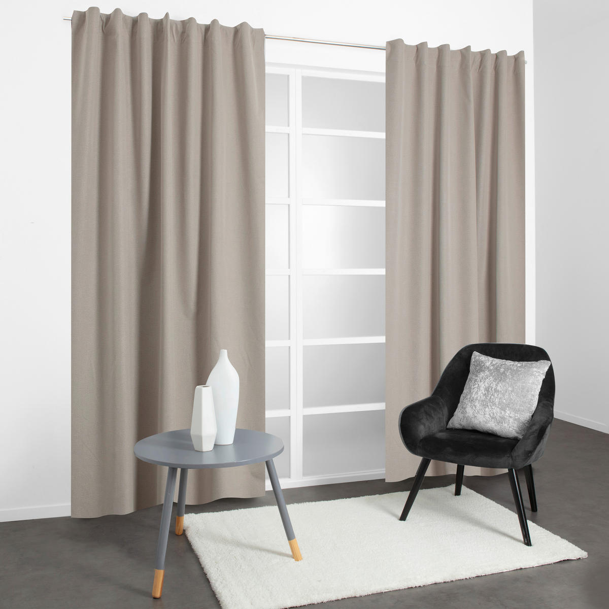 FERTIGVORHANG  black-out (lichtundurchlässig)   140/240 cm  - Taupe, Basics, Textil (140/240cm)