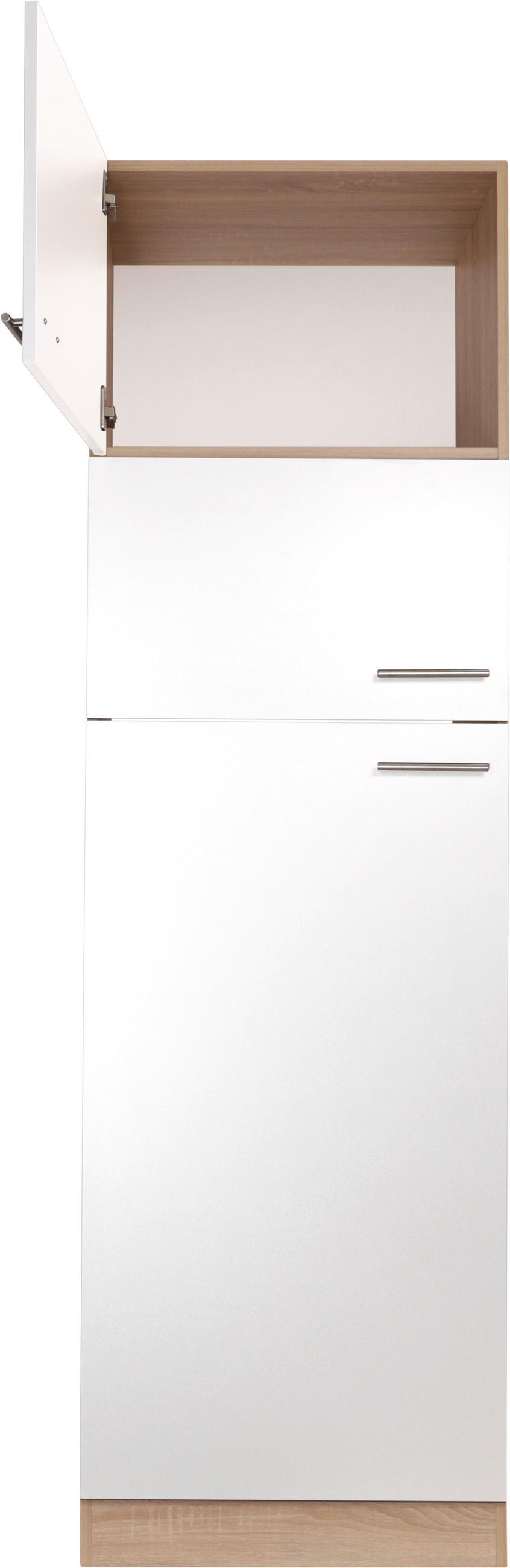 GERÄTEUMBAUSCHRANK 60/200/60 cm  in Weiß, Eichefarben  - Eichefarben/Silberfarben, Basics, Holzwerkstoff/Metall (60/200/60cm) - Respekta