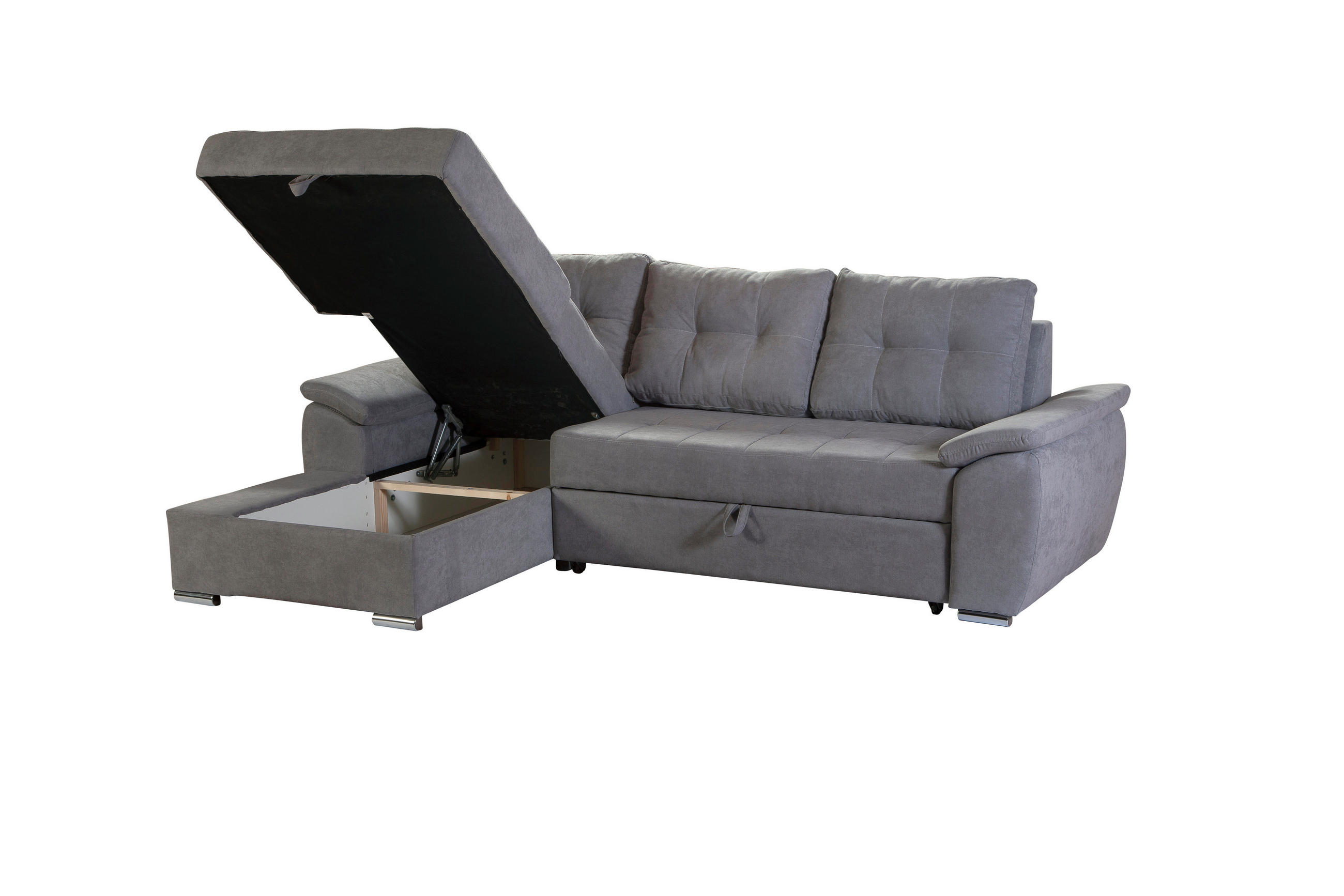 SJEDEĆA GARNITURA drvo, tekstil siva - siva/boje aluminija, Design, drvo/tekstil (166/250cm) - Xora