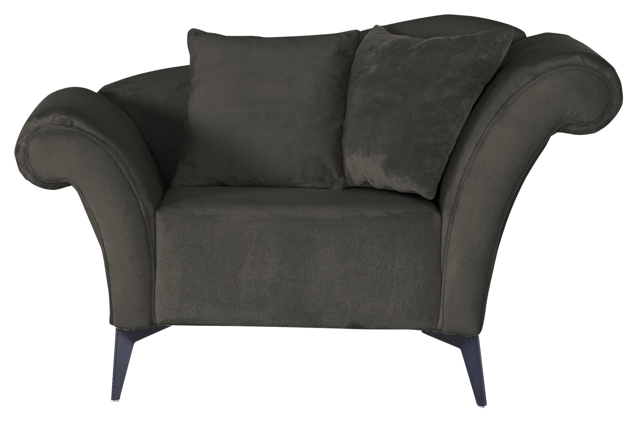 FAUTEUIL in Chenille Anthrazit  - Anthrazit/Schwarz, Design, Textil/Metall (138/83/85cm)
