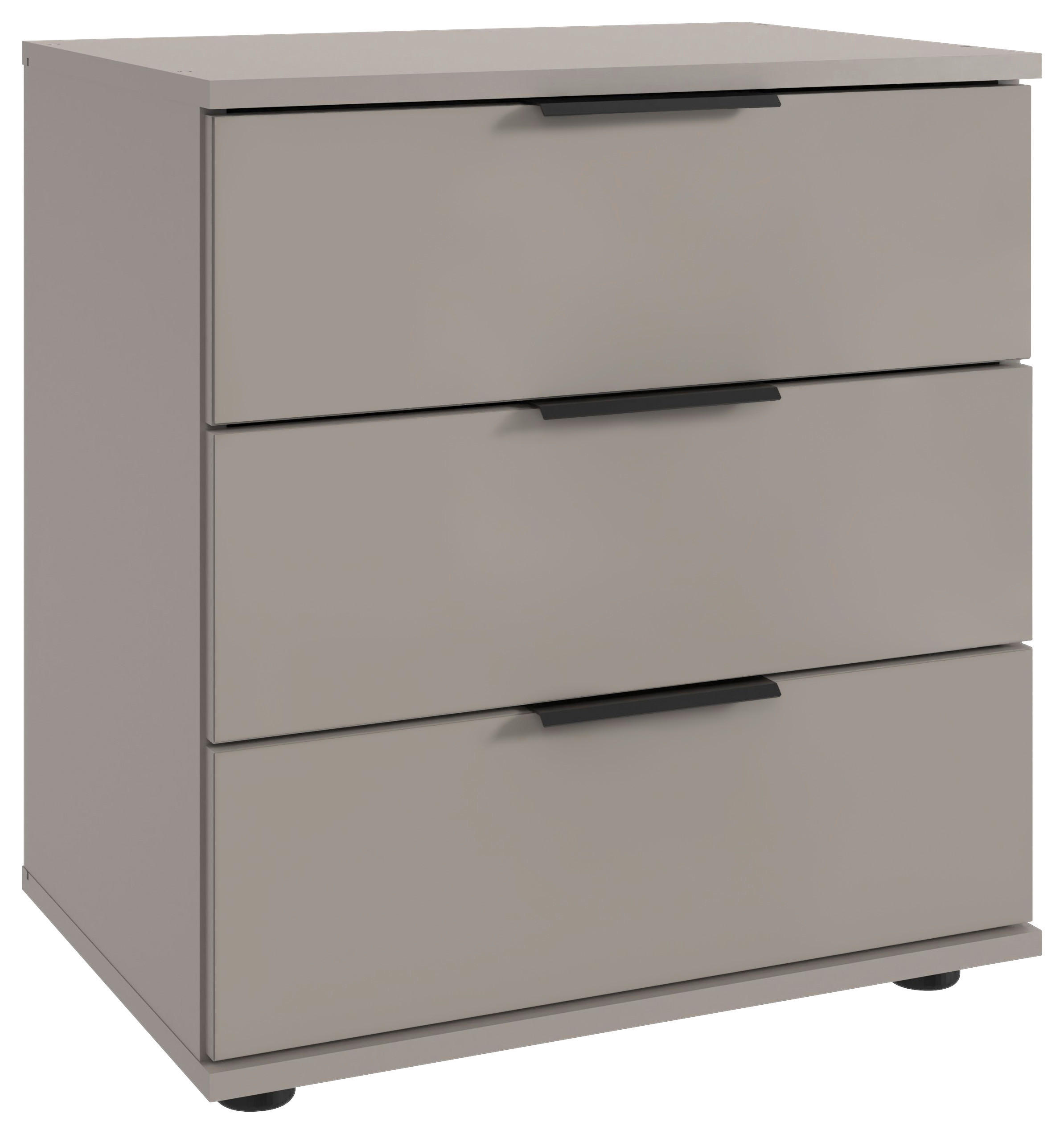NACHTSCHRANK 52/58/38 cm, Greige, Schwarz,  - Greige/Beige, MODERN, Glas/Holzwerkstoff (52/58/38cm) - P & B