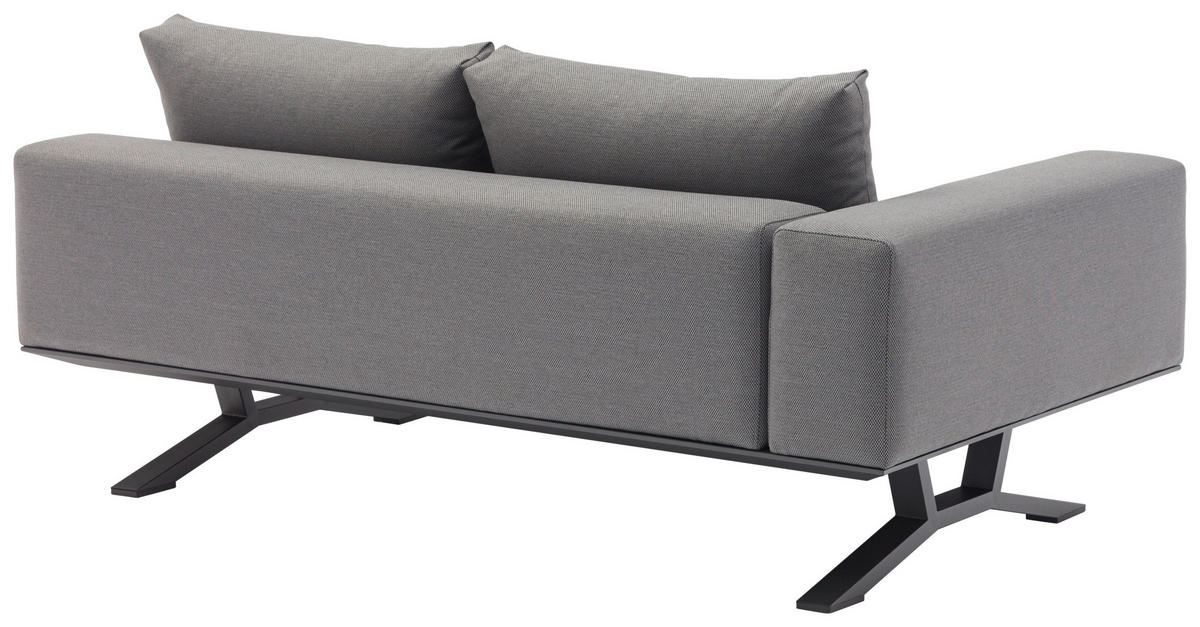 LOUNGEGARNITUR Teakholz massiv Aluminium  - Anthrazit/Naturfarben, Design, Holz/Textil (172/97/25cm) - Amatio