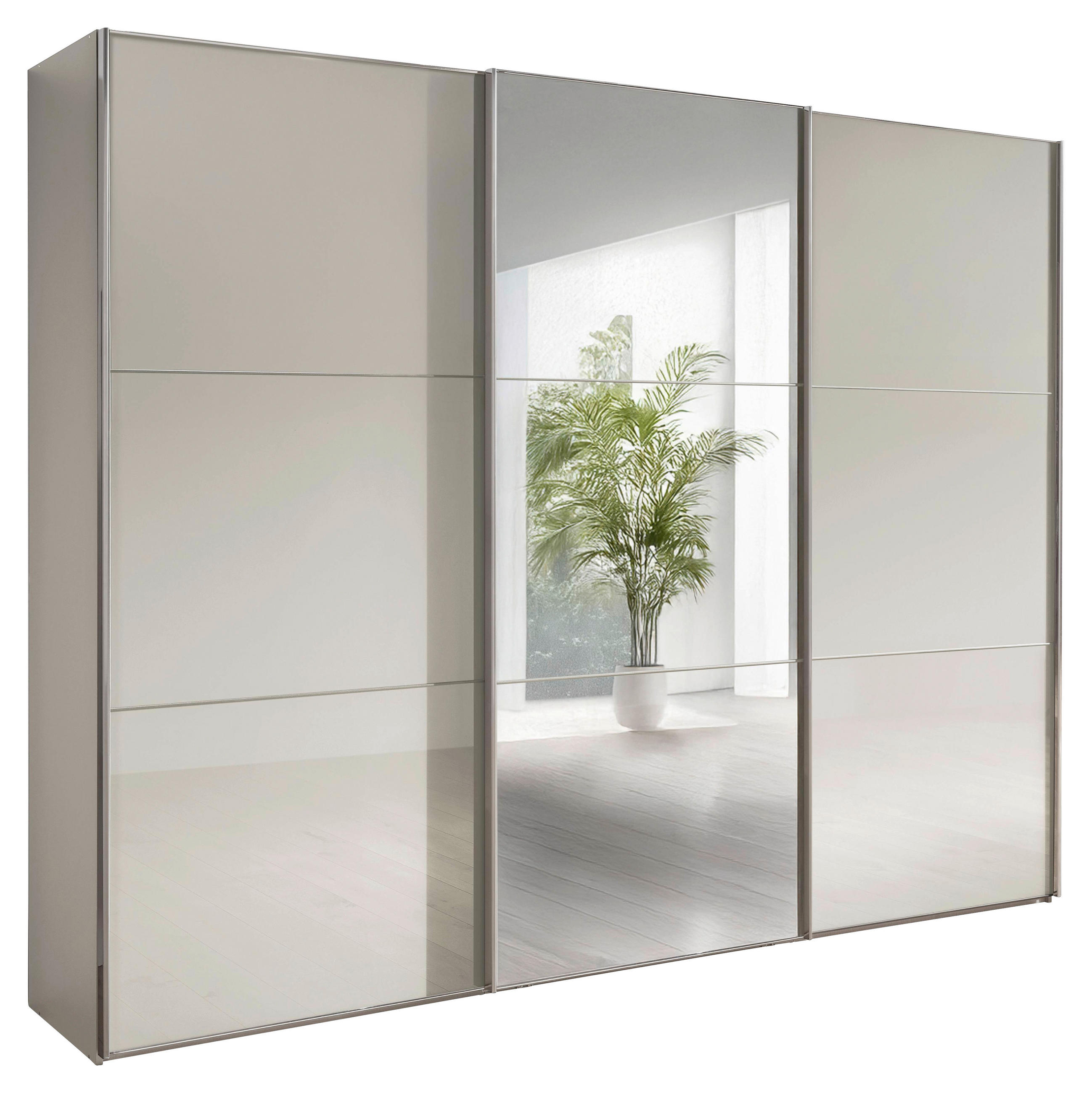 SCHWEBETÜRENSCHRANK 300/236/67 cm 3-türig Champagner  - Chromfarben/Champagner, MODERN, Glas/Holzwerkstoff (300/236/67cm) - Chameo