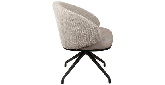 ARMLEHNSTUHL  Typenauswahl, Sitzfläche 360° drehbar, automatische Rückholfunktion Chenille, Flanell  Schwarz, Taupe  - Taupe/Schwarz, Design, Textil/Metall (73/83/68cm) - Novel