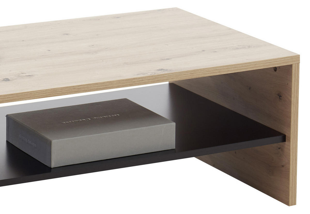 COUCHTISCH in Metall, Holzwerkstoff 120/60/40 cm  - Eichefarben/Schwarz, Modern, Holzwerkstoff/Metall (120/60/40cm) - MID.YOU