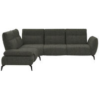 ECKSOFA in Webstoff Khaki  - Khaki/Schwarz, Design, Textil/Metall (223/290cm) - Moderano