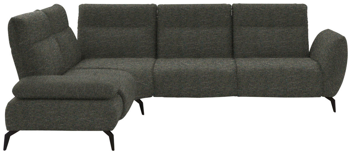 ECKSOFA in Webstoff Khaki  - Khaki/Schwarz, Design, Textil/Metall (223/290cm) - Moderano