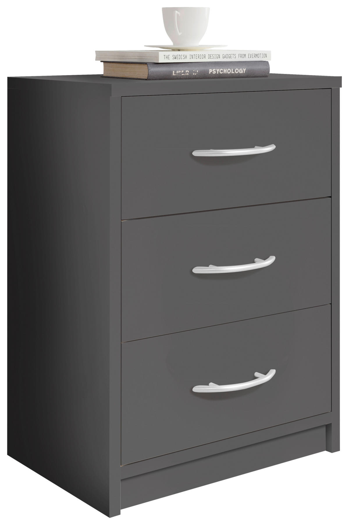 NOČNÍ STOLEK, barvy grafitu, 38,5/54/28,2 cm - šedá/černá, Basics, kompozitní dřevo/plast (38,5/54/28,2cm) - Carryhome
