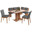 ECKBANKGRUPPE in Textil, Holzwerkstoff Eichefarben, Graubraun  - Eichefarben/Graubraun, KONVENTIONELL, Holzwerkstoff/Textil - Cantus