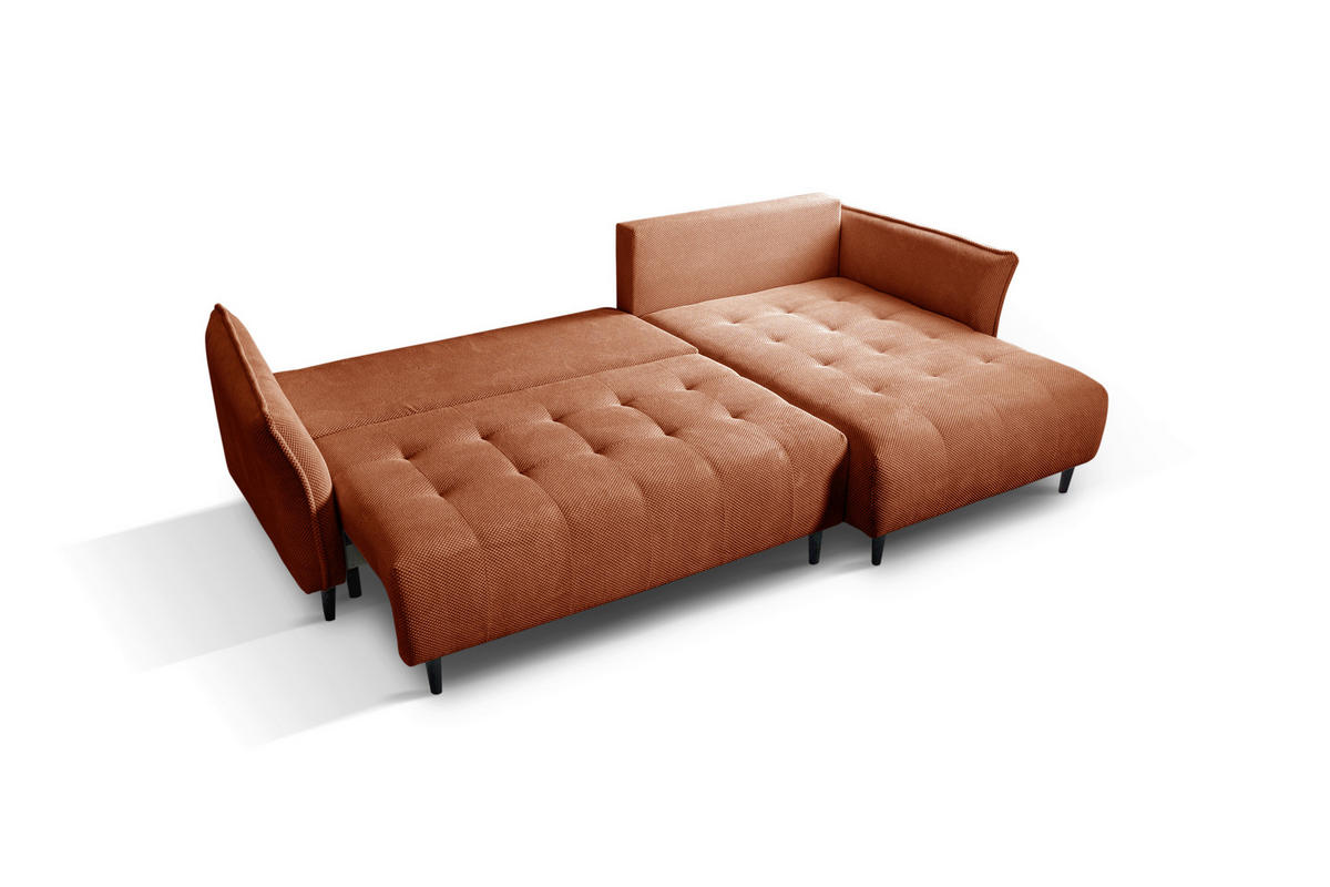 ECKSOFA MONTE CARLO Terracotta Struktur, Plüsch  - Terracotta/Schwarz, Trend, Textil (290/160cm) - MID.YOU