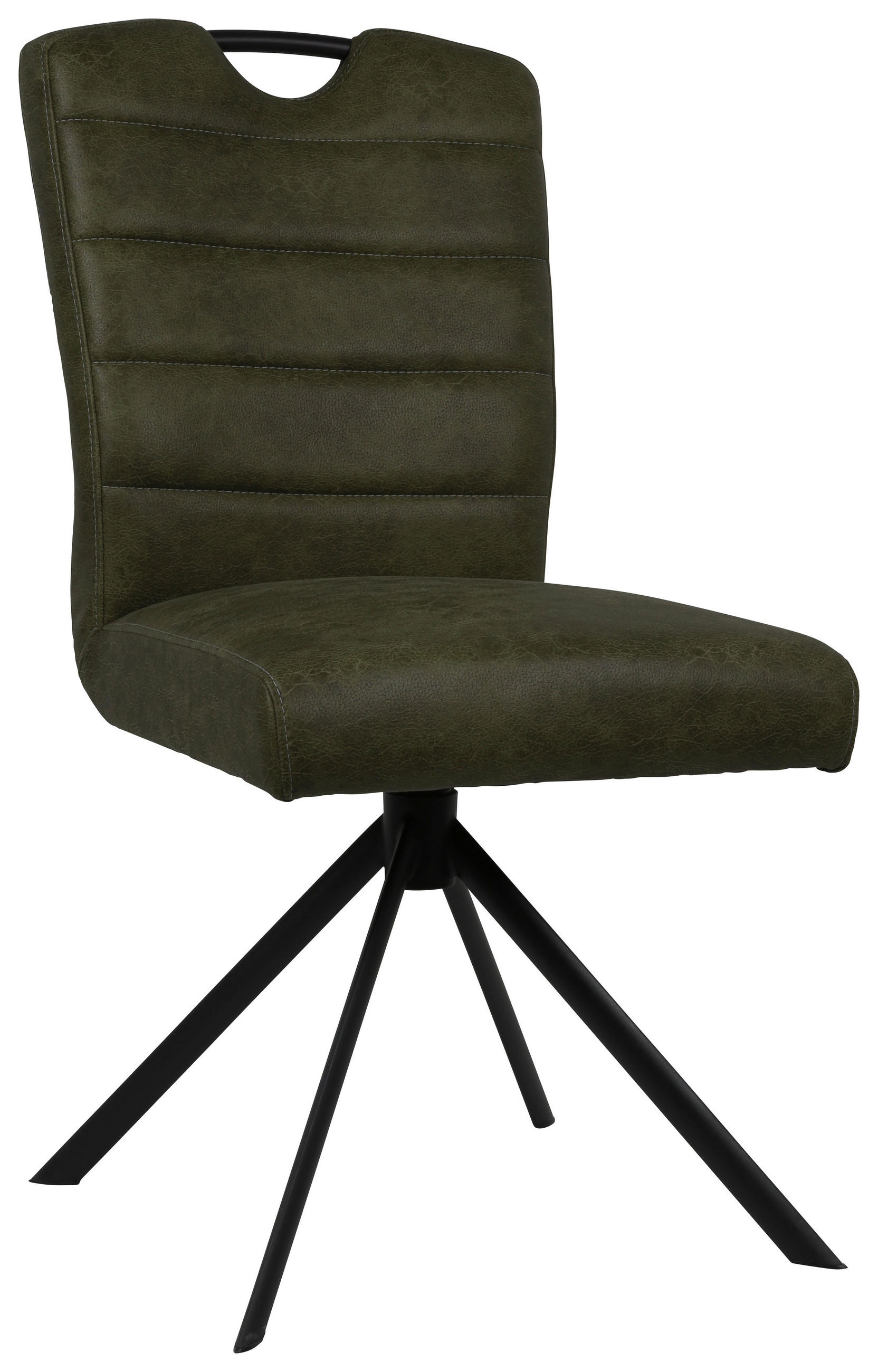 STUHL - Dunkelgrün/Schwarz, Design, Textil/Metall (46/92,5/62cm) - Ambia Home