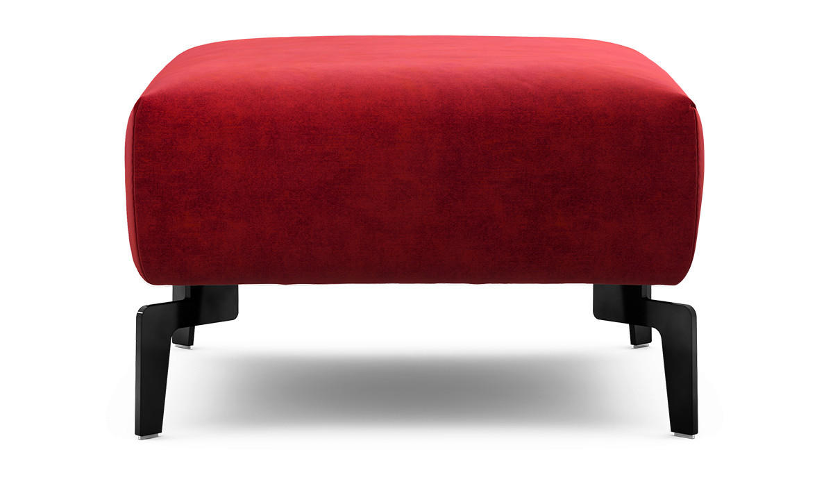HOCKER Samt Rot  - Rot/Schwarz, Design, Textil/Metall (70/70/46cm) - SENSOO