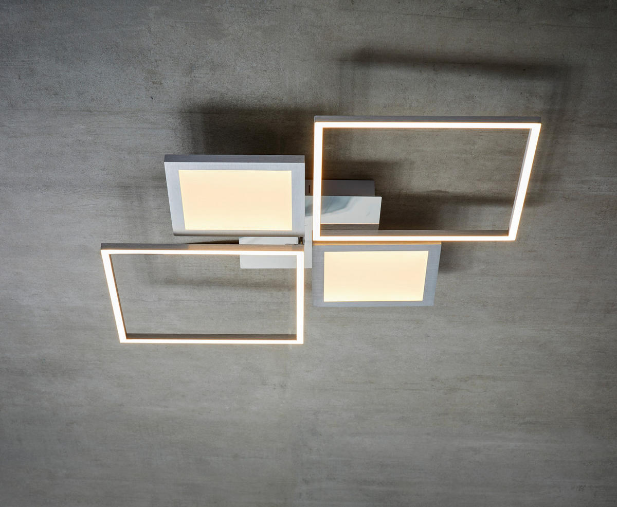 STROPNÍ LED SVÍTIDLO, 65/64/7 cm - šedá, Design, kov (65/64/7cm) - Novel