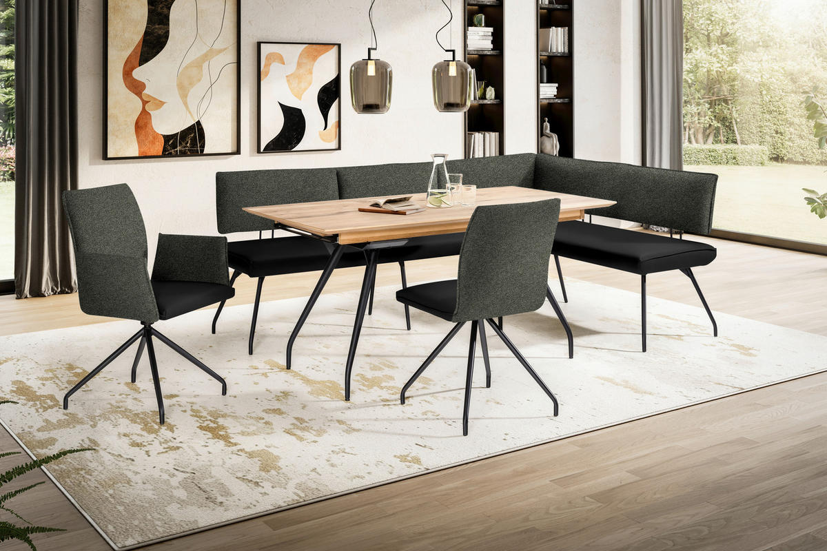 STUHL  in Stahl Mikrofaser Metall, Textil  - Schwarz, Design, Textil/Metall (49/91/60cm) - Moderano