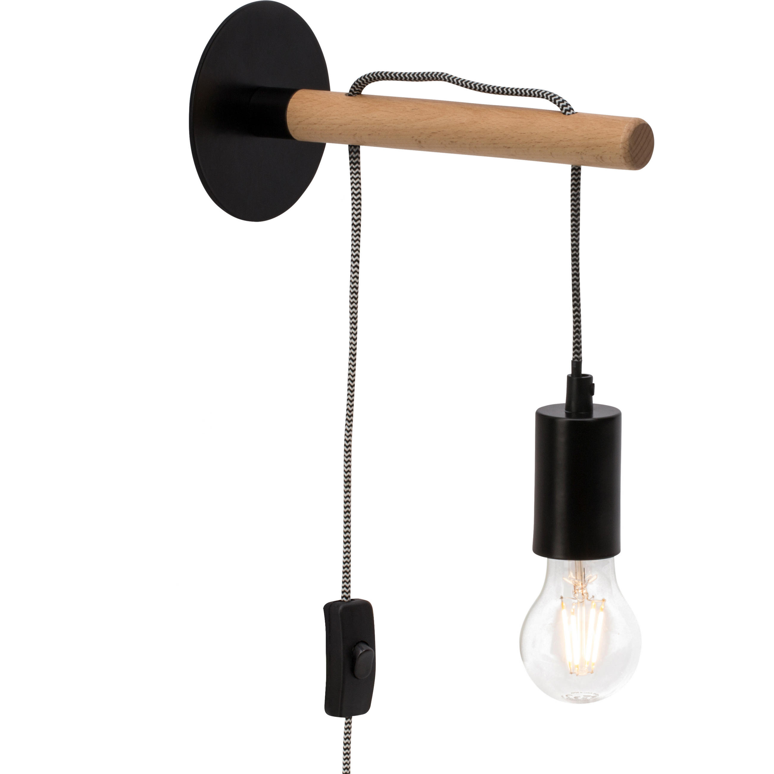 WANDLEUCHTE 11/26/23 cm   - Hellbraun/Schwarz, LIFESTYLE, Holz/Metall (11/26/23cm) - Brilliant