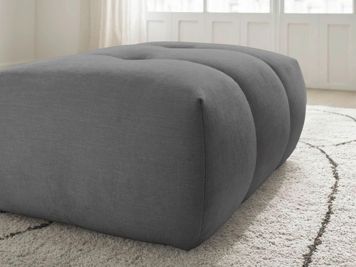 HOCKER FUJI  Leinenoptik Dunkelgrau  - Dunkelgrau/Schwarz, MODERN, Kunststoff/Textil (112/44/80cm)