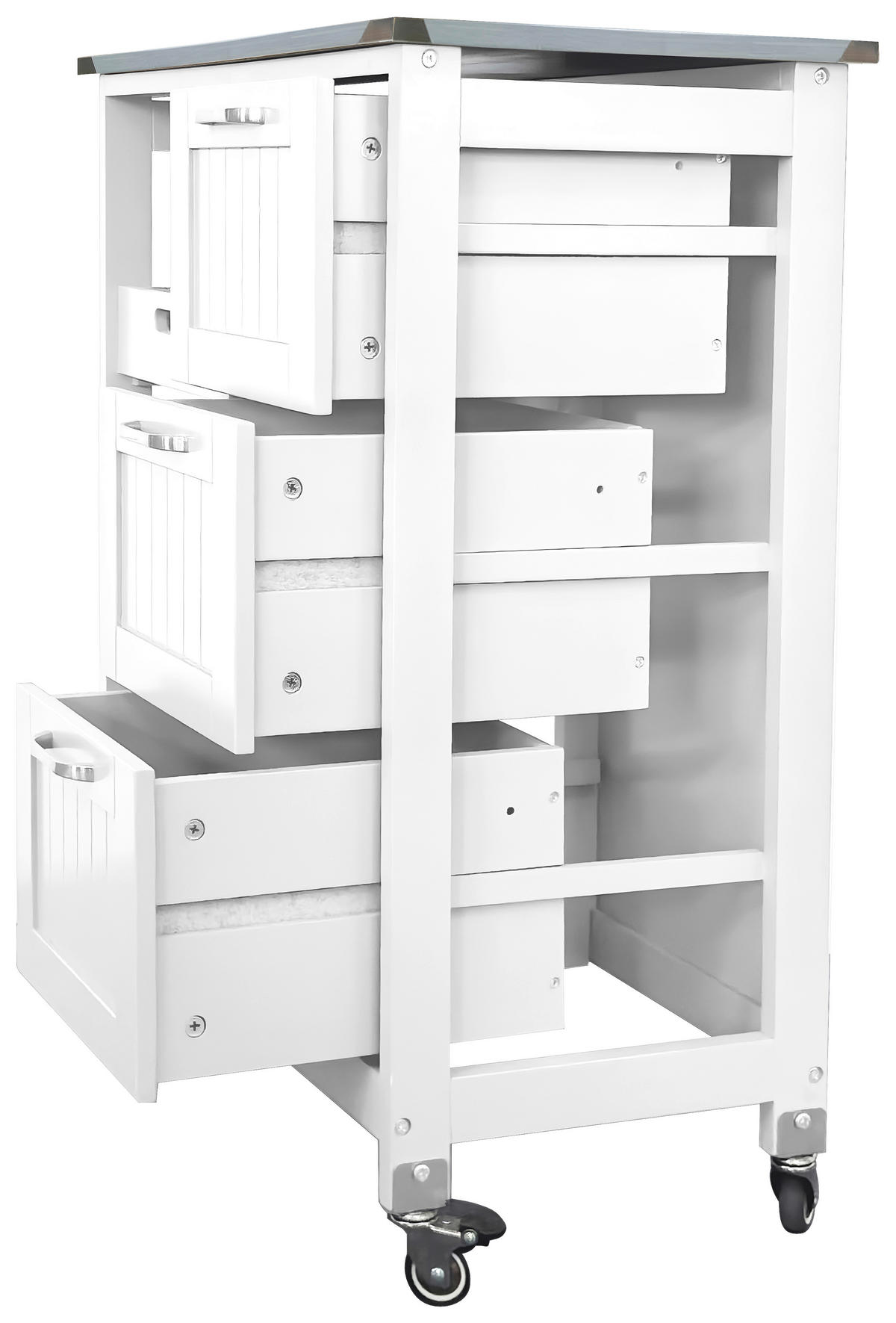 SERVIERWAGEN , Weiss  - Weiss/Silberfarben, Basics, Holzwerkstoff/Kunststoff (67/84/37cm) - MID.YOU