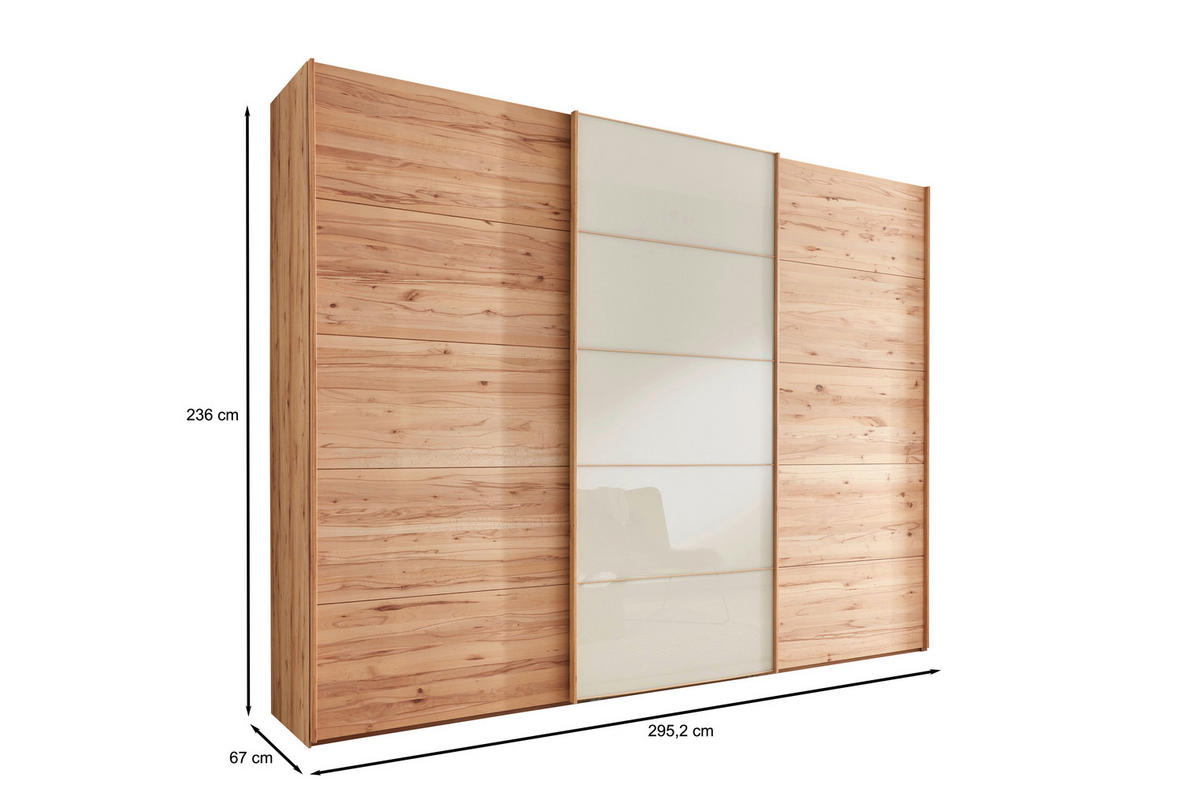 FÜGGESZTETT TOLÓAJTÓS SZEKRÉN részben tömörfa bükk bükk, Pezsgő  - Pezsgő/bükk, Natur, faalapú anyag/Üveg (300/236/67cm) - Linea Natura