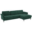 ECKSOFA Dieter Knoll in Chenille, Flachgewebe Waldgrün  316/175 cm  - Waldgrün/Schwarz, Design, Textil/Metall (316/175cm) - Dieter Knoll