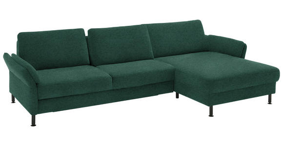 ECKSOFA Dieter Knoll in Chenille, Flachgewebe Waldgrün  316/175 cm  - Waldgrün/Schwarz, Design, Textil/Metall (316/175cm) - Dieter Knoll