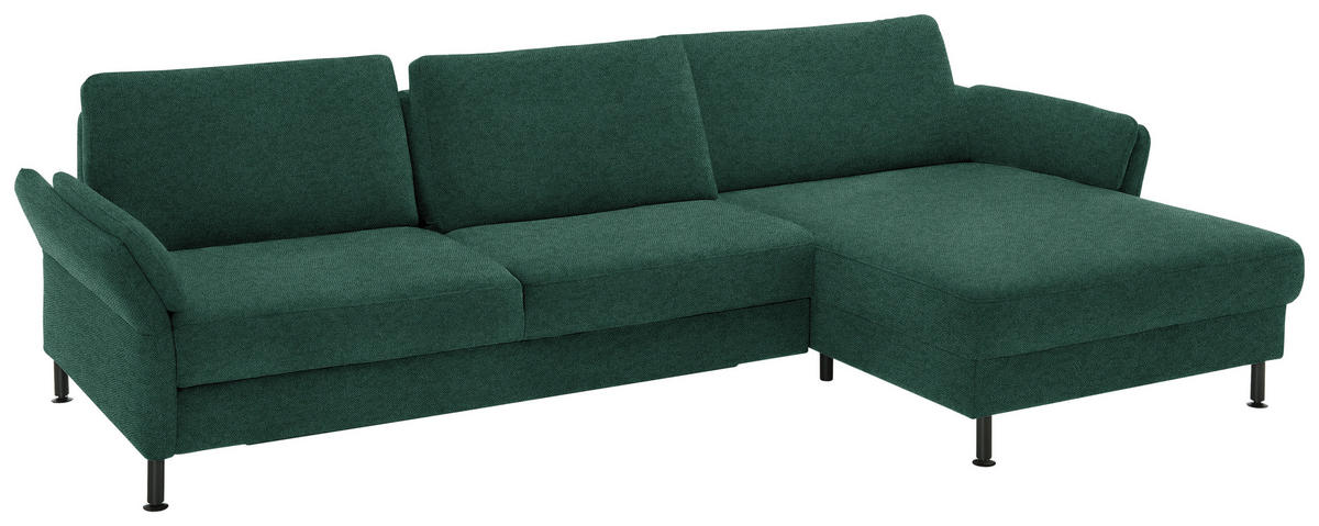 ECKSOFA Dieter Knoll in Chenille, Flachgewebe Waldgrün  316/175 cm  - Waldgrün/Schwarz, Design, Textil/Metall (316/175cm) - Dieter Knoll