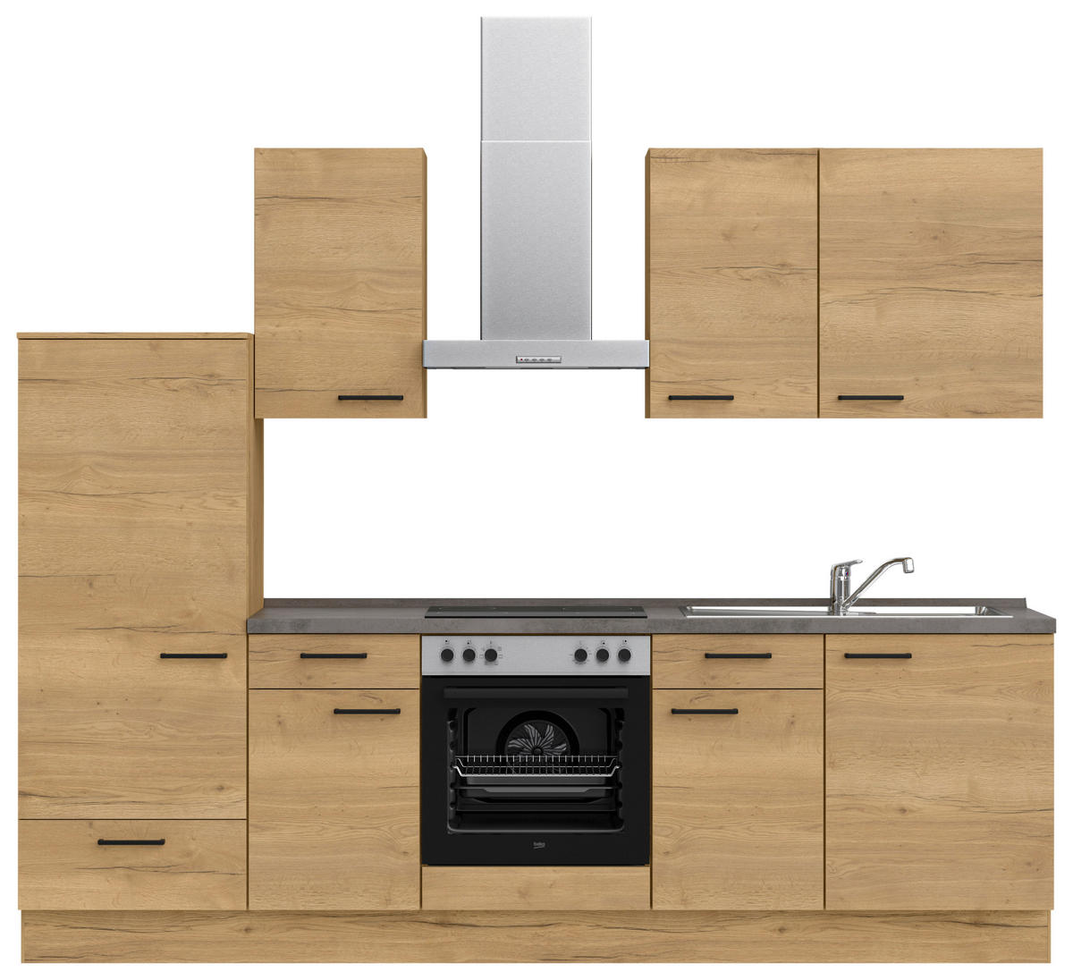 KÜCHENLEERBLOCK 270 cm   in Schieferfarben, Eichefarben  - Schieferfarben/Eichefarben, MODERN, Holzwerkstoff/Metall (270cm) - Nobilia