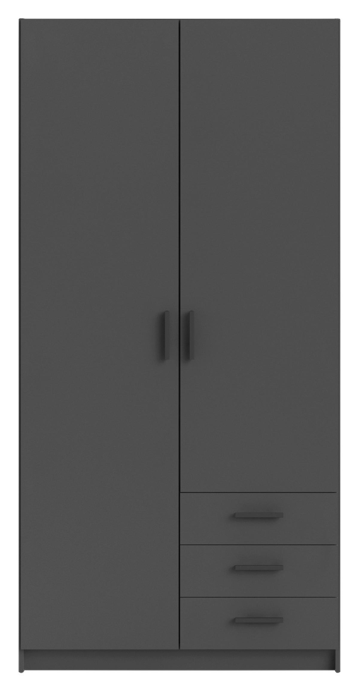 KLEIDERSCHRANK 98,5/200,4/49,8 cm 2-türig Grau  - Schwarz/Grau, Basics, Holzwerkstoff/Metall (98,5/200,4/49,8cm) - MID.YOU