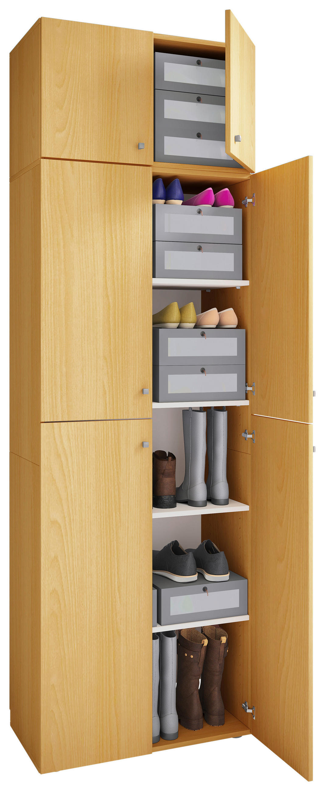 GARDEROB 70/223/39 cm 6-dörrar - bokfärgad/grå, Modern, trämaterial/plast (70/223/39cm) - MID.YOU