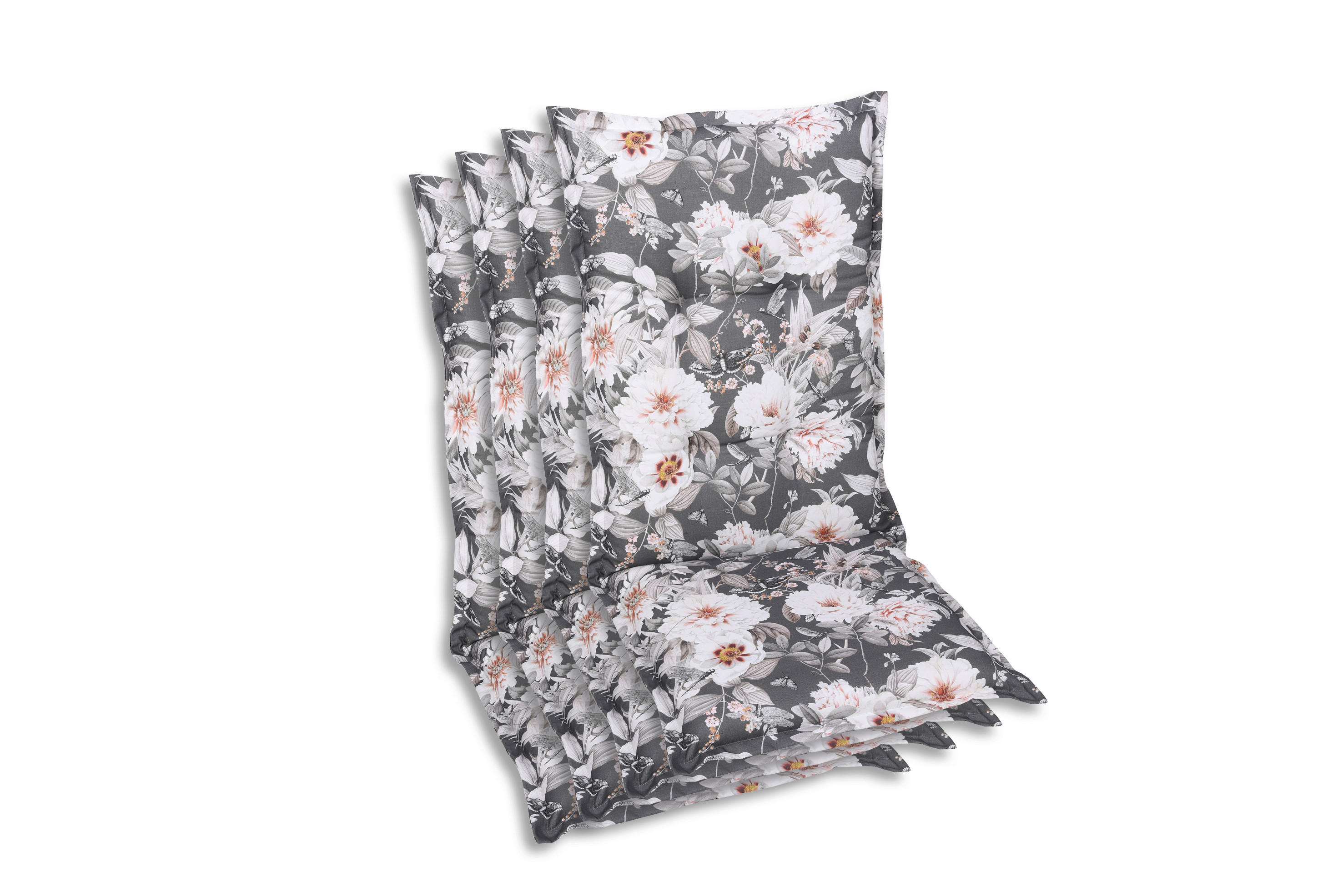 SESSELAUFLAGENSET Blume  - Anthrazit/Weiß, Basics, Textil (50/9/120cm)