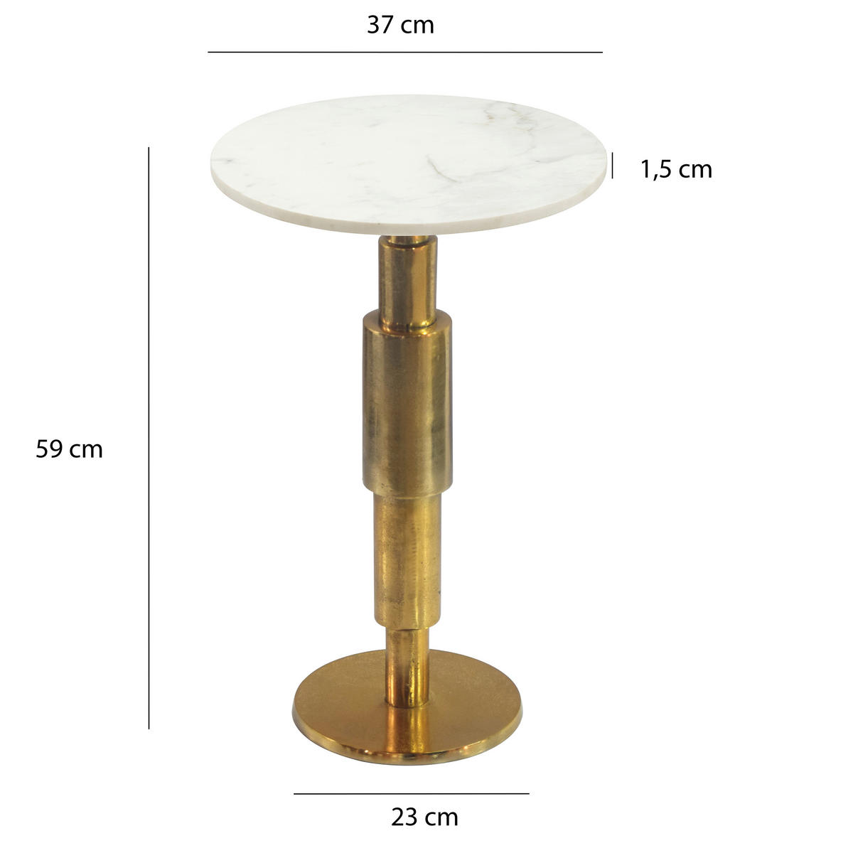 SIDOBORD i sten 37/37/59 cm  - vit/guldfärgad, Design, metall/sten (37/37/59cm) - Livetastic
