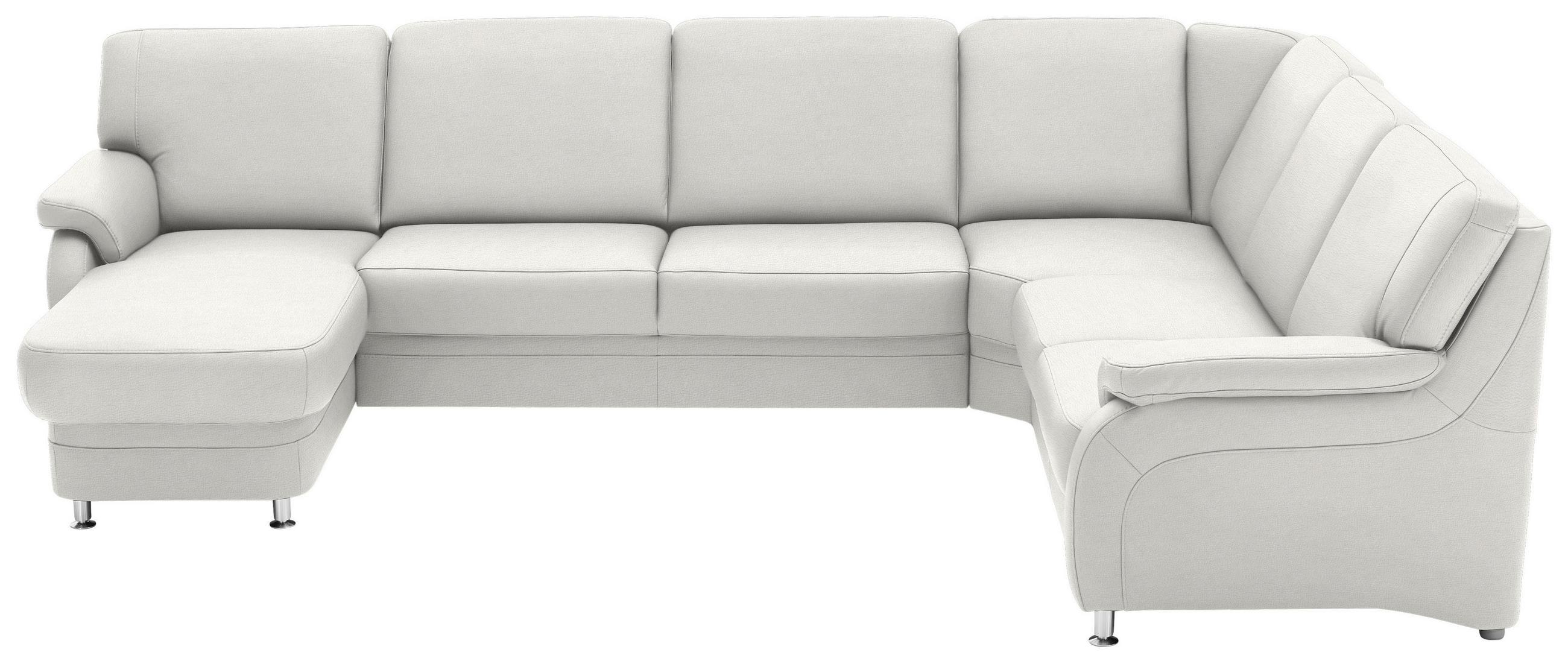 WOHNLANDSCHAFT Echtleder Weiss  - Weiss/Alufarben, Konventionell, Leder/Metall (165/329/239cm) - Beldomo Premium