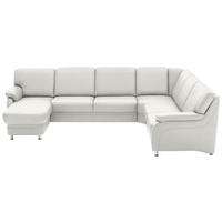 WOHNLANDSCHAFT Echtleder Weiss  - Weiss/Alufarben, Konventionell, Leder/Metall (165/329/239cm) - Beldomo Premium