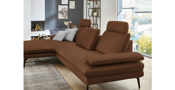 ECKSOFA in Echtleder Hellbraun 180/310 cm - Hellbraun/Schwarz, Design, Leder/Metall (180/310cm) - Dieter Knoll