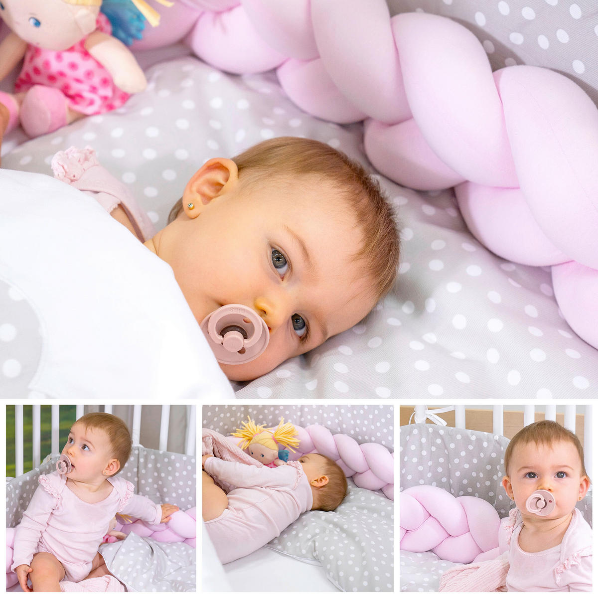 NESTCHENSCHLANGE  180/9/9 cm   - Champagner/Dunkelgrau, Basics, Textil (180/9/9cm) - Babybay