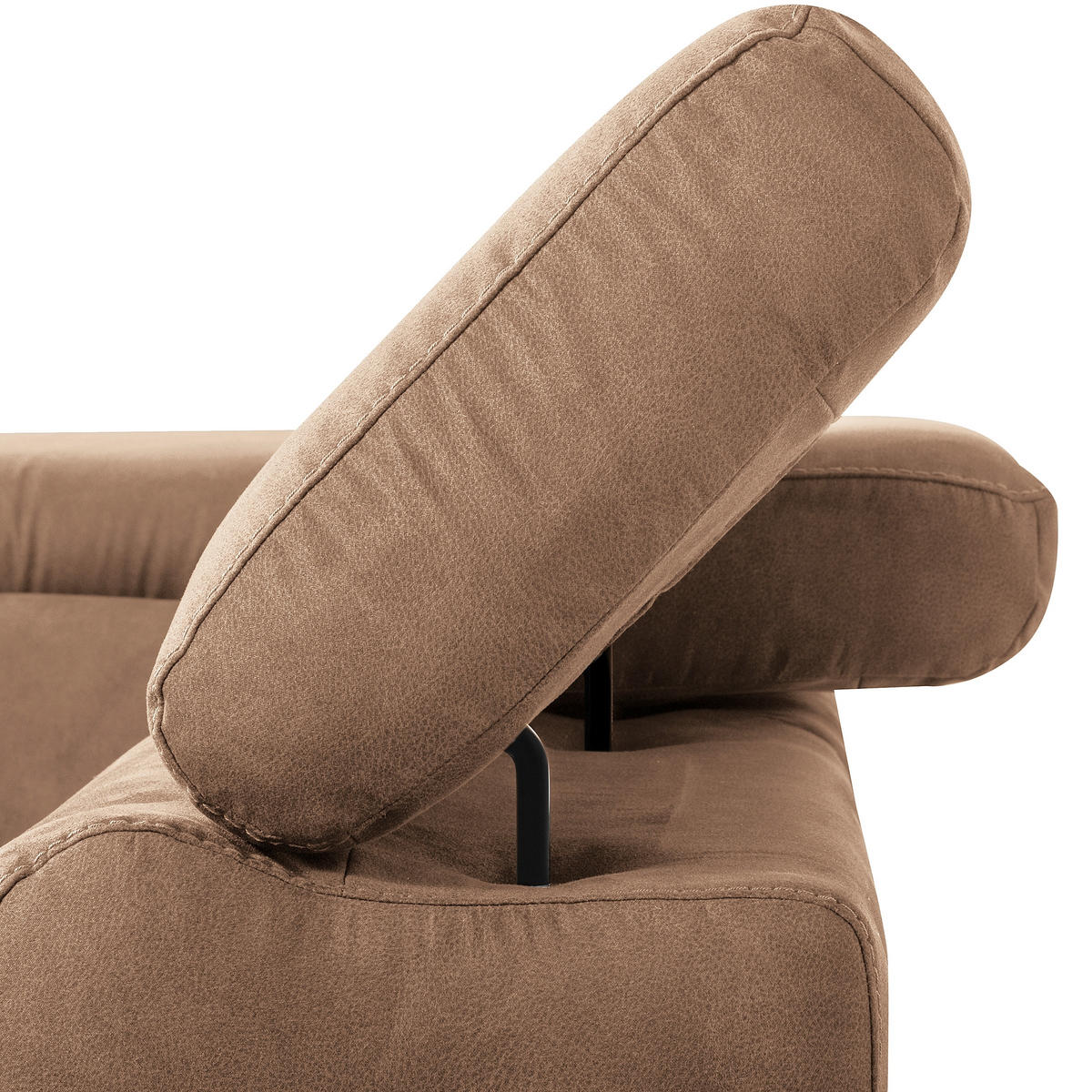 ECKSOFA Lederlook Hellbraun  - Hellbraun/Schwarz, Design, Textil/Metall (265/210cm) - Livetastic