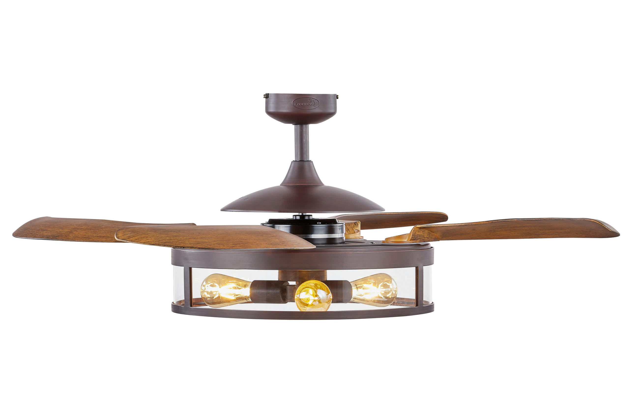 Deckenventilator Fanaway Bronzen 4 Flügel, LED-Leuchte