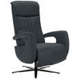RELAXSESSEL in Leder Dunkelblau  - Schwarz/Dunkelblau, Design, Leder/Metall (71/112/83cm) - Dieter Knoll