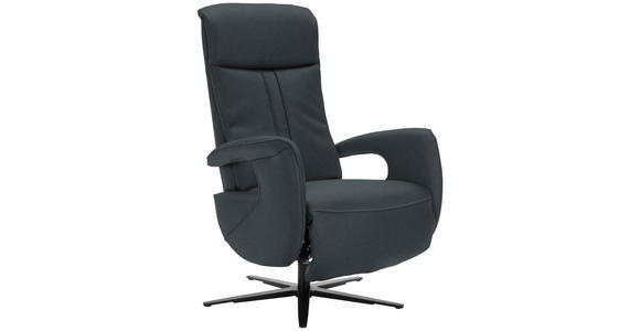 RELAXSESSEL in Leder Dunkelblau - Schwarz/Dunkelblau, Design, Leder/Metall (71/112/83cm) - Dieter Knoll