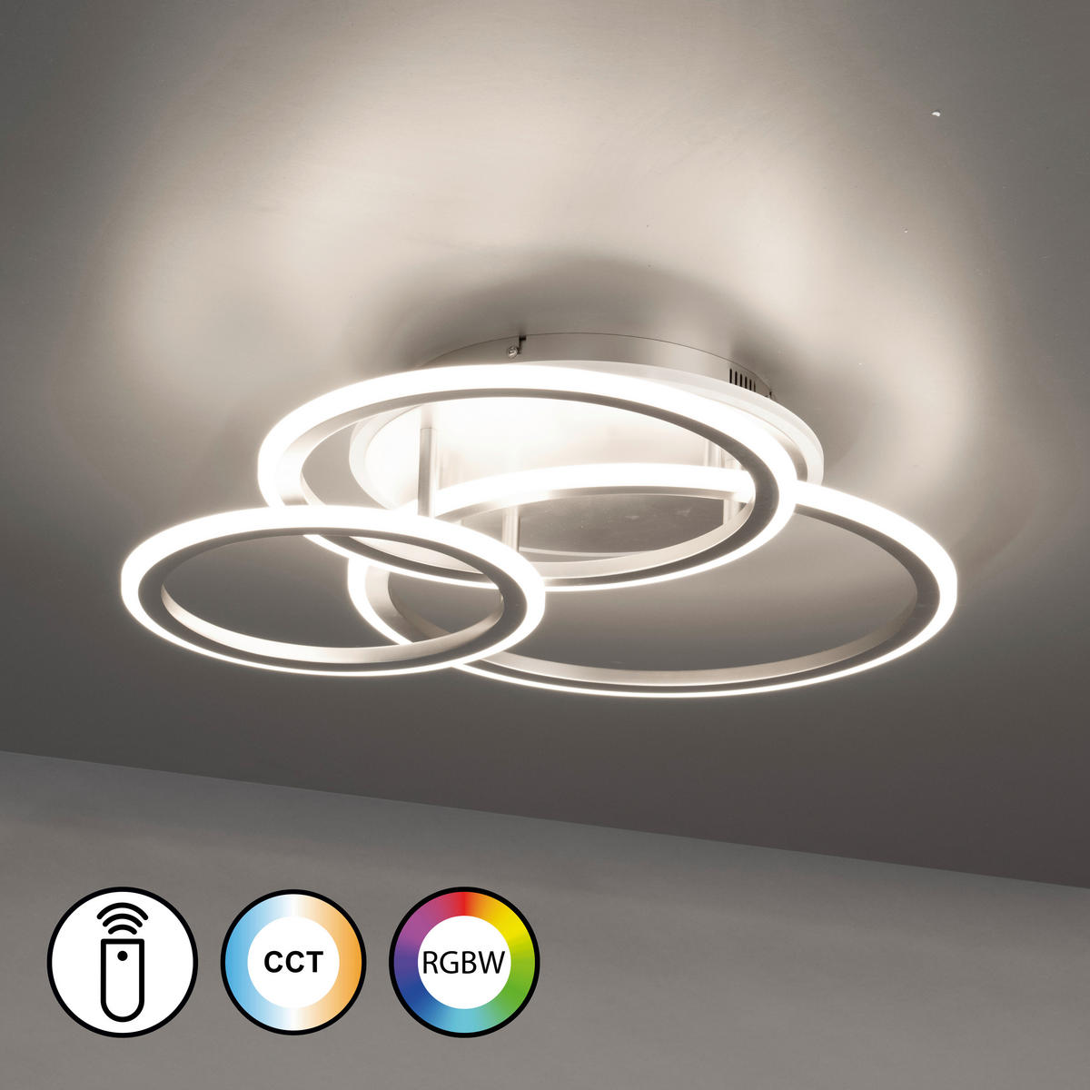 LED-DECKENLEUCHTE Gelder 60/50,5/12 cm  - Nickelfarben, Design, Metall (60/50,5/12cm)