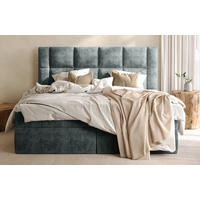 BOXBETT 180/200 cm,  in Anthrazit, gepolstertes Kopfteil, Bettkasten, Topper, Matratzen, H3 = fest  - Anthrazit/Schwarz, MODERN, Holz/Holzwerkstoff (180/200cm) - Boxxx