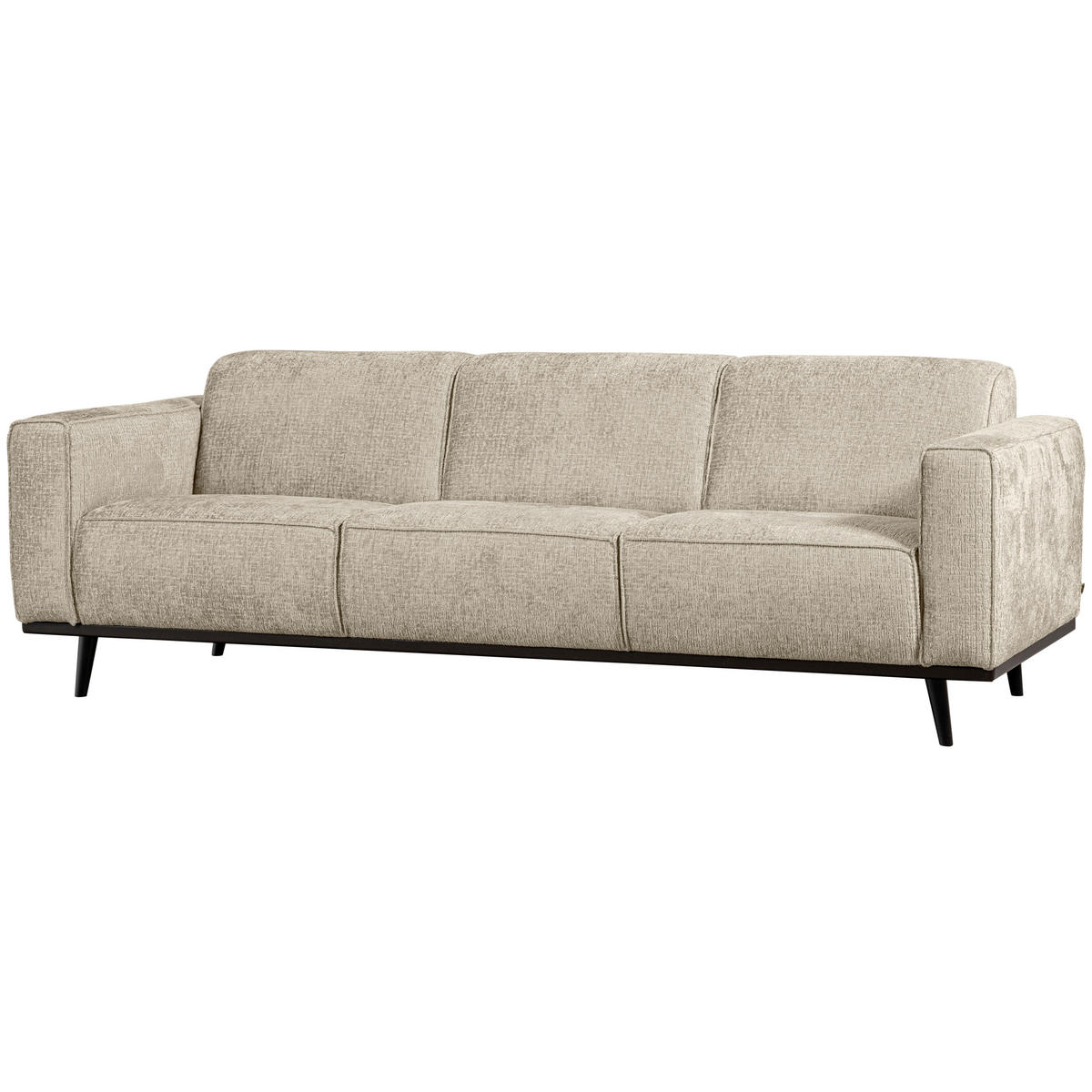 3-SITZER-SOFA Statement in Samt Naturfarben  - Schwarz/Naturfarben, Design, Holz/Textil (230/77/93cm) - Livetastic