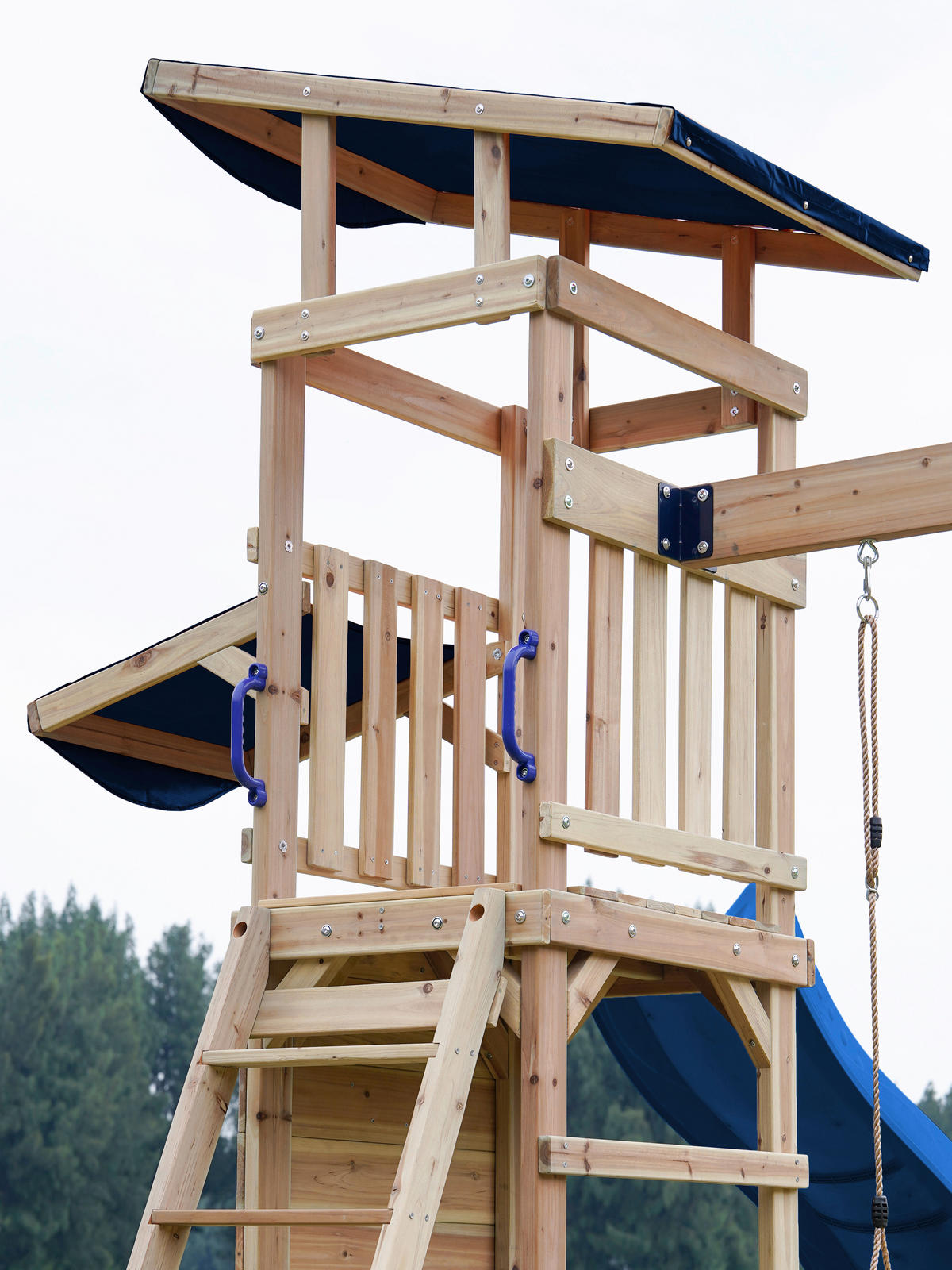 SPIELTURM 345/270/336 cm  - Blau/Braun, KONVENTIONELL, Holz (345/270/336cm) - Ambia Garden