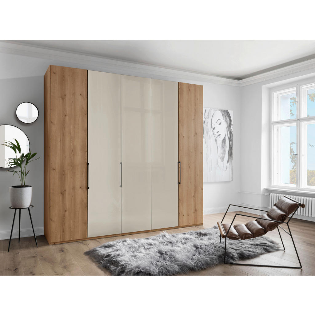 Thumbnail - Dieter Knoll Drehtürenschrank, Champagner, Eiche Bianco, Holzwerkstoff, 6 Fächer, 250x216x58 cm, ISO 9001, Goldenes M, M...