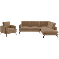 SITZGARNITUR in Flachgewebe Braun  - Schwarz/Braun, Design, Textil/Metall (250/202cm) - Livetastic