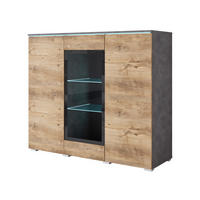 HIGHBOARD Vera 120/103,3/39,5 cm  - Kastanieneichefarben/Anthrazit, Trend, Glas/Holzwerkstoff (120/103,3/39,5cm) - P & B