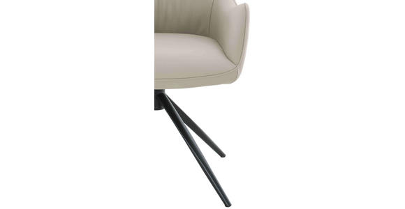ARMLEHNSTUHL  Sitzfläche 360° drehbar, automatische Rückholfunktion  Echtleder  - Beige/Schwarz, Design, Leder/Metall (57/86,5/61,5cm) - Novel