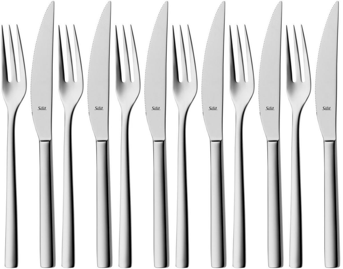 STEAKBESTECK 12-teilig  - Edelstahlfarben, Basics, Metall (24,2/20,5/4cm) - Silit
