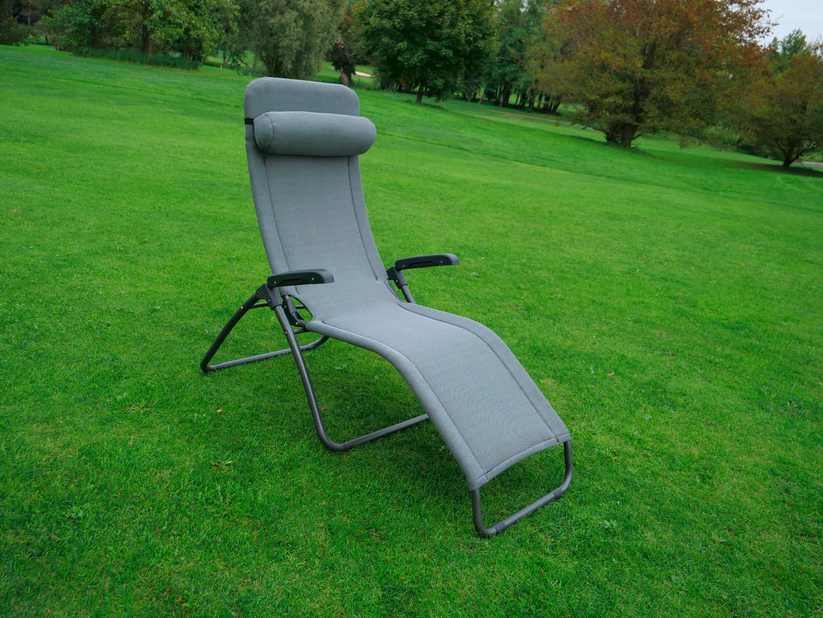 BÄDERLIEGE 69/118/185 cm  - Grau, KONVENTIONELL, Textil/Metall (69/118/185cm)