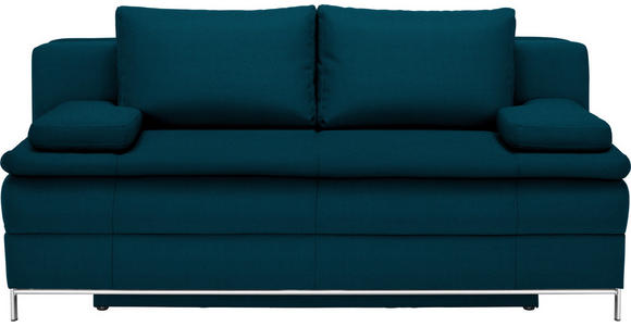 BOXSPRINGSOFA Centa in Webstoff Petrol  - Chromfarben/Petrol, Design, Textil/Metall (200/93/107cm) - Novel
